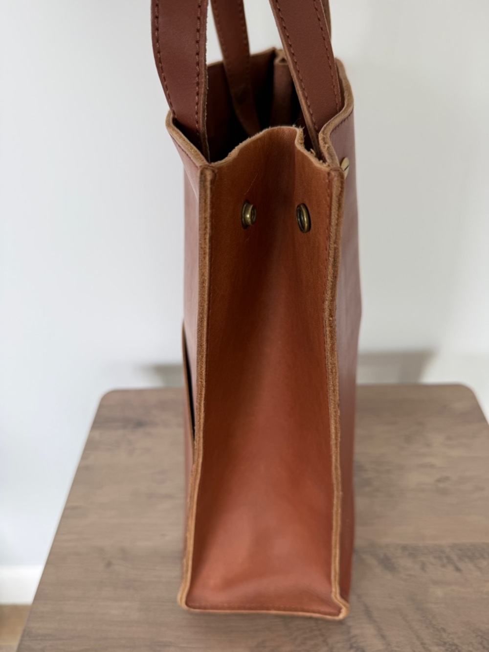 Madewell Classic Brown Leather Computer Work Tote Bag - Picture 6 of 8